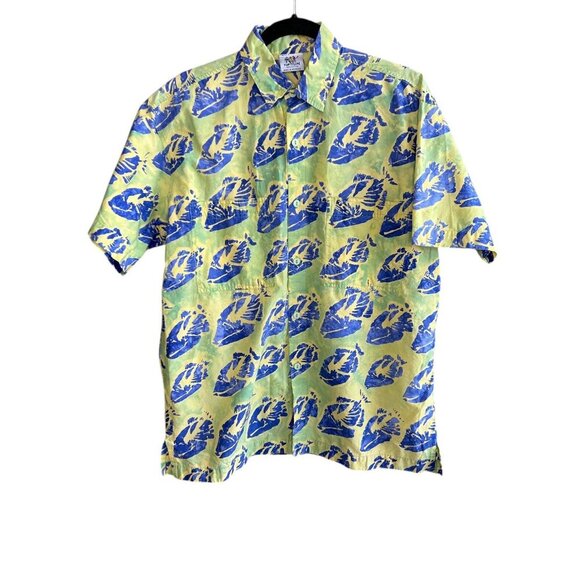 Rum Reggae Men's Cabana Aloha Shirt Humu Humu Hues Fish Motif Size Small - Picture 9 of 10